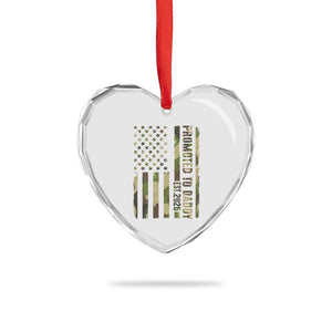 Camouflage Patriotic Dad 2026 Heart Crystal Glass Ornament USA Flag New Father Announcement TS12 Print Your Wear