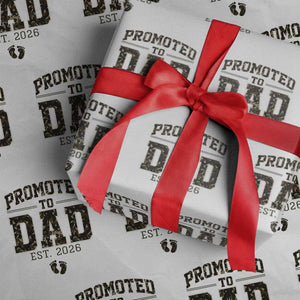 Camouflage Promoted To Dad Est 2026 Wrapping Paper Roll Camo Pregnancy Announcement Graphic TS12 White Print Your Wear