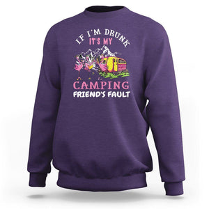 Camping Beer Lover Sweatshirt If I'm Drunk It's My Camping Friend's Fault Funny Flamingo TS09 Purple Printyourwear