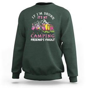 Camping Beer Lover Sweatshirt If I'm Drunk It's My Camping Friend's Fault Funny Flamingo TS09 Dark Forest Green Printyourwear