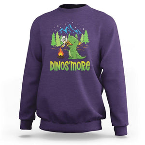 Camping Dinosaur Sweatshirt Dinos'more Funny Campfire Camper TS09 Purple Printyourwear