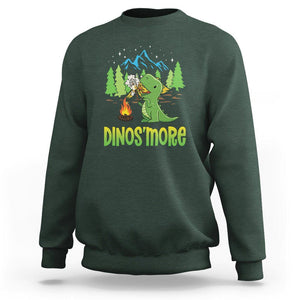 Camping Dinosaur Sweatshirt Dinos'more Funny Campfire Camper TS09 Dark Forest Green Printyourwear