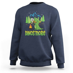 Camping Dinosaur Sweatshirt Dinos'more Funny Campfire Camper TS09 Navy Printyourwear