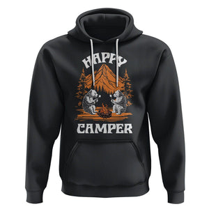 Camping Hoodie Happy Camper Funny Bear Campfire TS09 Black Printyourwear