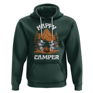 Camping Hoodie Happy Camper Funny Bear Campfire TS09 Dark Forest Green Printyourwear