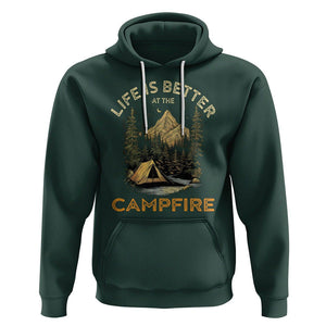 Camping Lover Hoodie Life Is Better At The Campfire TS09 Dark Forest Green Printyourwear