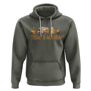 Camping Lover Hoodie Today's Agenda Road Trip RV Motorhome Campfire TS09 Military Green Printyourwear