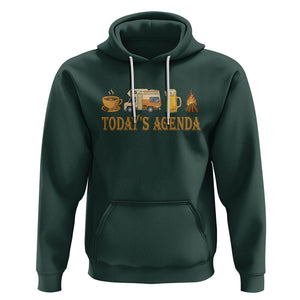 Camping Lover Hoodie Today's Agenda Road Trip RV Motorhome Campfire TS09 Dark Forest Green Printyourwear