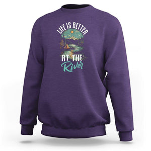 Camping Lover Sweatshirt Life Is Better At The River TS09 Purple Printyourwear