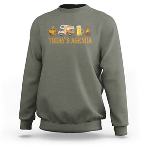 Camping Lover Sweatshirt Today's Agenda Road Trip RV Motorhome Campfire TS09 Military Green Printyourwear
