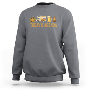 Camping Lover Sweatshirt Today's Agenda Road Trip RV Motorhome Campfire TS09 Charcoal Printyourwear