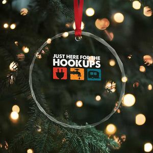 Camping RV Crystal Glass Ornament Funny Just Here for The Hookups Caravan Motorhome TS10 Print Your Wear