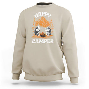Camping Sweatshirt Happy Camper Funny Bear Campfire TS09 Sand Printyourwear