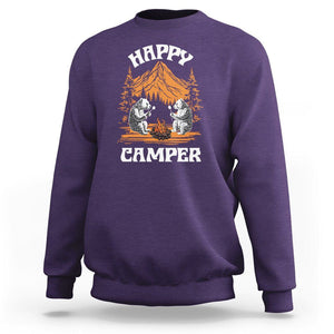 Camping Sweatshirt Happy Camper Funny Bear Campfire TS09 Purple Printyourwear