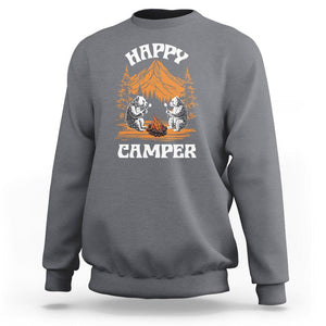 Camping Sweatshirt Happy Camper Funny Bear Campfire TS09 Charcoal Printyourwear