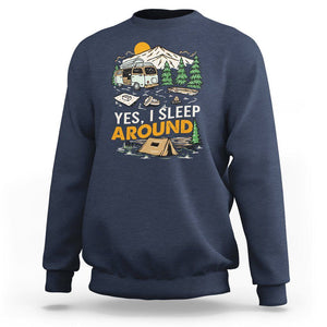 Camping Sweatshirt Yep I Sleep Around Campers TS09 Navy Printyourwear