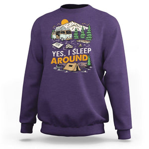 Camping Sweatshirt Yep I Sleep Around Campers TS09 Purple Printyourwear