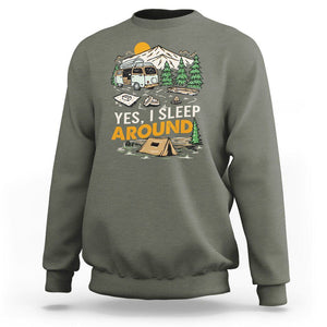 Camping Sweatshirt Yep I Sleep Around Campers TS09 Military Green Printyourwear