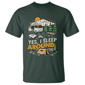 Camping T Shirt Yep I Sleep Around Campers TS09 Dark Forest Green Printyourwear