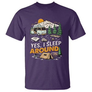 Camping T Shirt Yep I Sleep Around Campers TS09 Purple Printyourwear