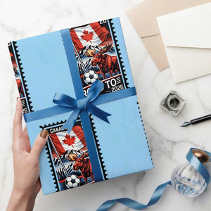 Canada Soccer Moose Wrapping Paper Roll Vintage Postal Stamp Road To 2026 TS12 Light Blue Print Your Wear