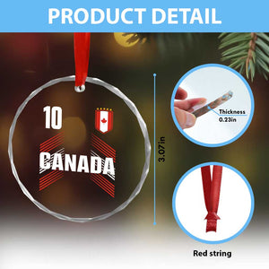Canada Soccer Sports Graphic Number 10 Jersey Style Crystal Glass Ornament Proud Canadian Football Fans Game Day Pride