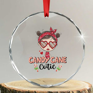 Candy Cane Cutie Xmas Cute Girl Kid Messy Bun Crystal Glass Ornament TS09 Transparent Glass 3'' Circle Print Your Wear