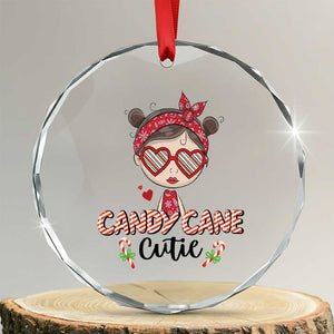 Candy Cane Cutie Xmas Cute Girl Kid Messy Bun Crystal Glass Ornament TS09 Transparent Glass 3'' Circle Print Your Wear