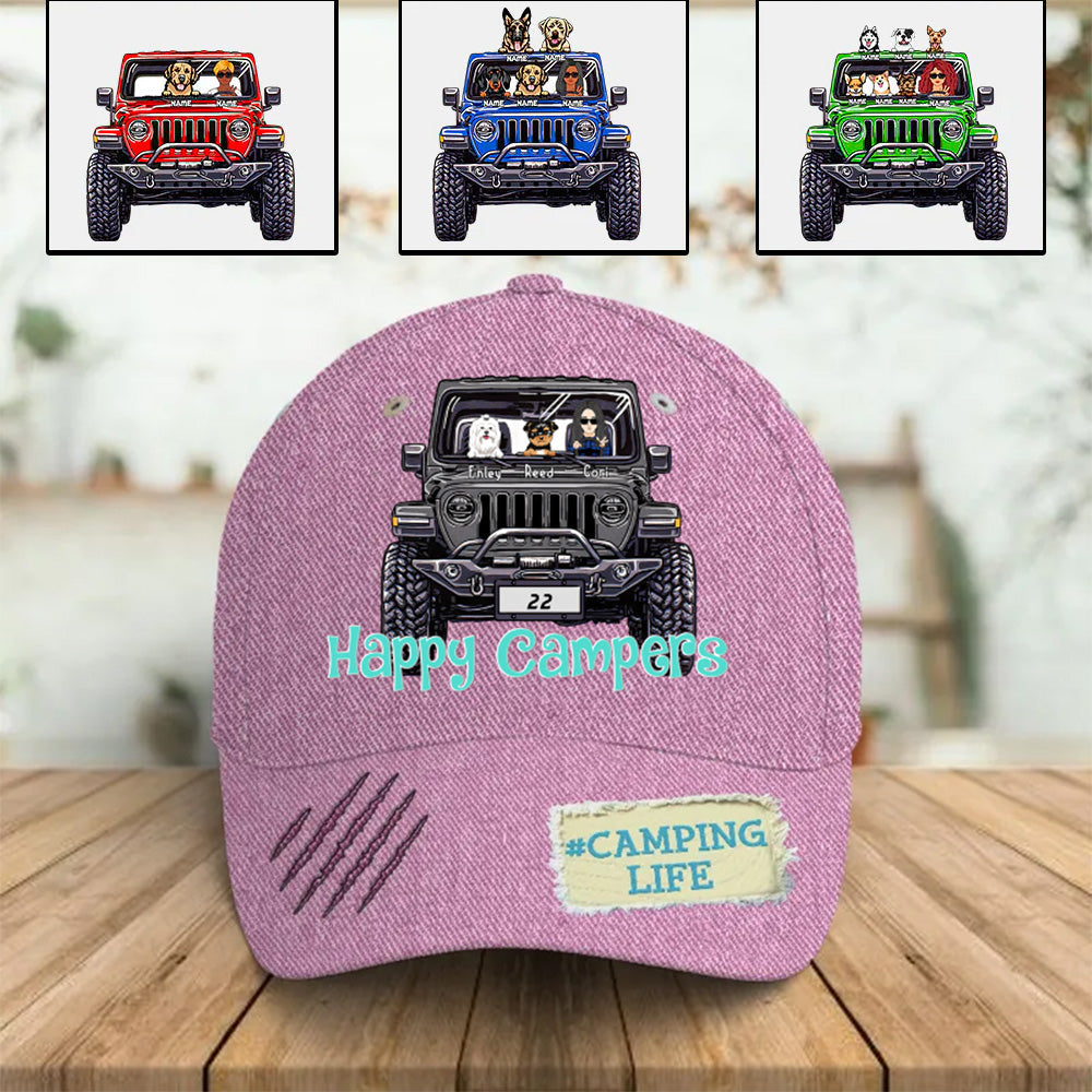 Personalized Jeep Cap, Happy Campers CTM Classic Cap Universal Fit Custom - Printyourwear