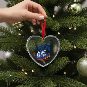 Cape Verde Blue Sharks Ocean Wave Graphic Heart Crystal Glass Ornament Cabo Verde Pride Sports Fans TS02 Print Your Wear