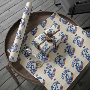 Cape Verde Blue Sharks Ocean Wave Graphic Wrapping Paper Roll Cabo Verde Pride Sports Fans TS02 Beige Print Your Wear