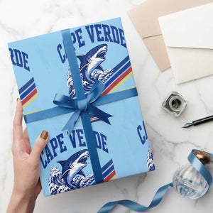 Cape Verde Blue Sharks Ocean Wave Graphic Wrapping Paper Roll Cabo Verde Pride Sports Fans TS02 Light Blue Print Your Wear