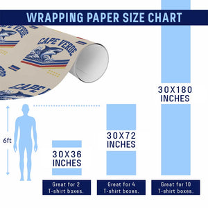 Cape Verde Blue Sharks Ocean Wave Graphic Wrapping Paper Roll Cabo Verde Pride Sports Fans TS02 Print Your Wear