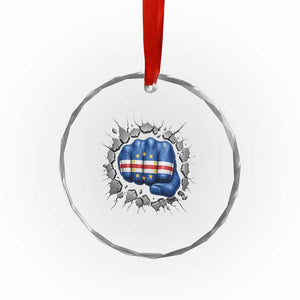 Cape Verde Flag Fist Power Stone Wall Break Graphic Crystal Glass Ornament Cabo Verde Strong Roots National Pride TS02 Print Your Wear