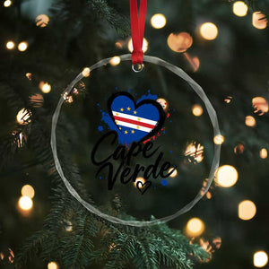 Cape Verde Flag Heart Crystal Glass Ornament Cabo Verde Pride Verdean Love
