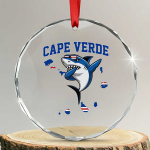 Cape Verde Flag Map Shark Cape Verdean Roots Crystal Glass Ornament