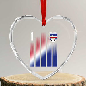 Cape Verde Flag Retro Sports Cabo Verdean Roots Heart Crystal Glass Ornament