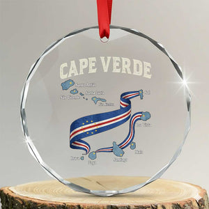 Cape Verde Islands Map National Flag Crystal Glass Ornament Cabo Verde Archipelago Geography Pride TS02 Transparent Glass 3'' Circle Print Your Wear