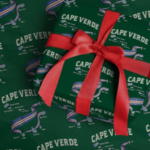 Cape Verde Islands Map National Flag Wrapping Paper Roll Cabo Verde Archipelago Geography Pride TS02 Green Print Your Wear