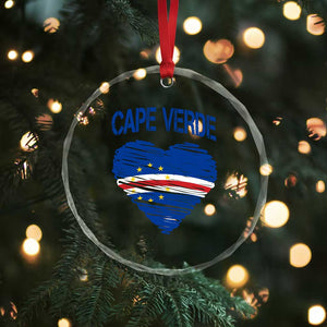 Cape Verde Scribble Flag Heart National Pride Crystal Glass Ornament Cabo Verde Love TS02 Print Your Wear
