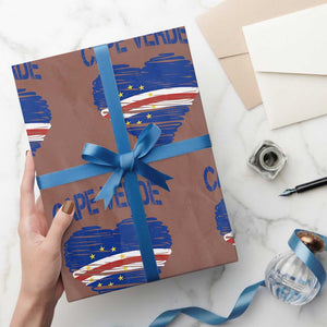 Cape Verde Scribble Flag Heart National Pride Wrapping Paper Roll Cabo Verde Love TS02 Mocha Print Your Wear
