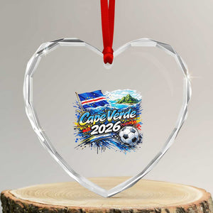 Cape Verde Soccer 2026 Island Flag Heart Crystal Glass Ornament Cabo Verde Football Team Fans Tropical Pride Gift