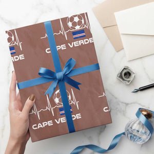 Cape Verde Soccer Heartbeat EKG Pulse Graphic Wrapping Paper Roll Cabo Verde Football Fans Pride