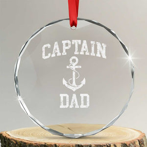 Captain Dad Crystal Glass Ornament Boat Pontoon Father Fishing Sailor TS11 Transparent Glass 3'' Circle Print Your Wear