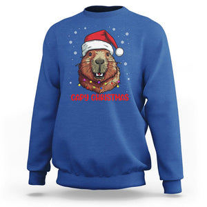 Capy Christmas Sweatshirt Funny Capybara Santa Meme TS02 Royal Blue Printyourwear