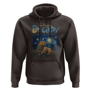 Capybara Lover Hoodie Don't Worry Be Capy Starry Night TS09 Dark Chocolate Print Your Wear