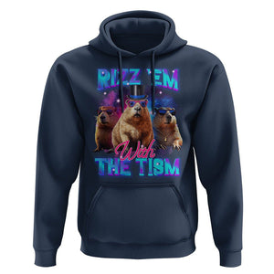 Capybara Lover Hoodie Rizz Em With The Tism Funny Capy Meme TS09 Navy Print Your Wear