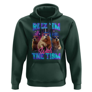 Capybara Lover Hoodie Rizz Em With The Tism Funny Capy Meme TS09 Dark Forest Green Print Your Wear