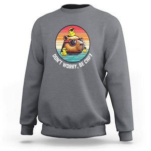 Capybara Lover Sweatshirt Don't Worry Be Capy Retro TS09 Charcoal Print Your Wear
