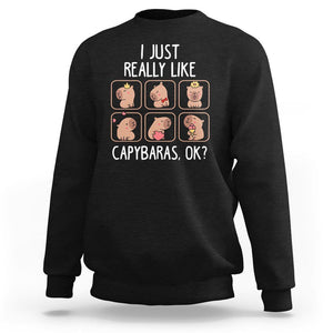 Capybara Lover Sweatshirt I Just Really Like Capybaras Cute Capy TS09 Black Print Your Wear